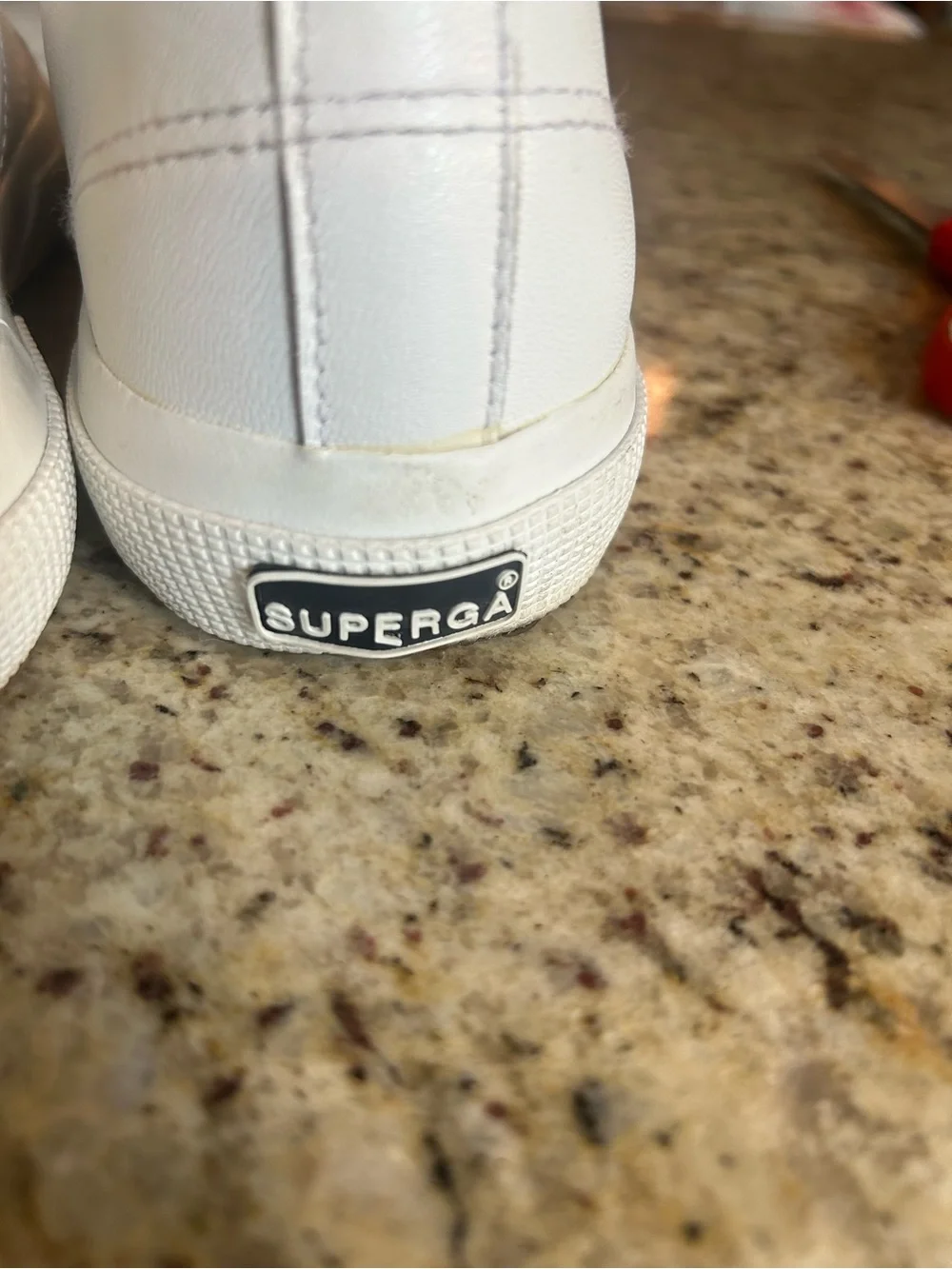 SUPERGA 2750 EFGLU CLASSIC white leather low top sneakers. Almost new. Size 8